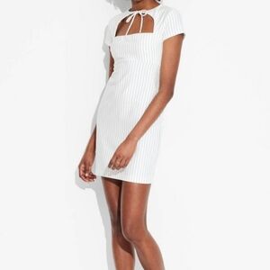 Wild Fable White Mini Dress with Square Neck and Flutter Sleeves